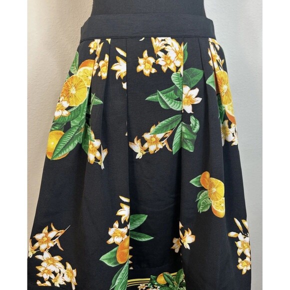 NY&C Eva Mendes Collection Black Maddie Lemon Print Skirt Size 10 - Picture 10 of 12